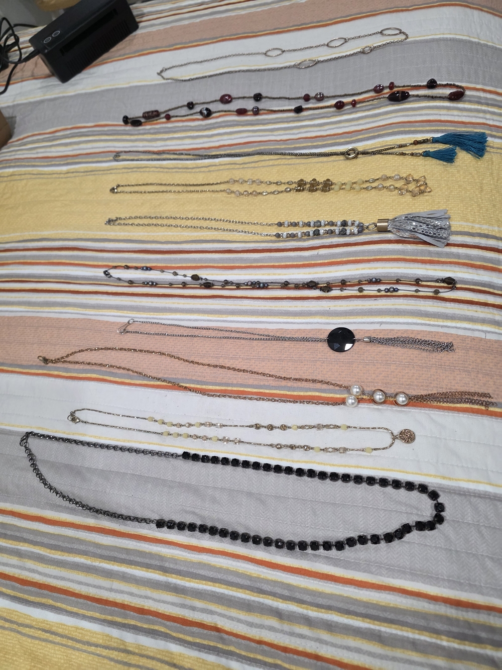 Assorted Women's Black and Gold Beaded Layered Necklace Set